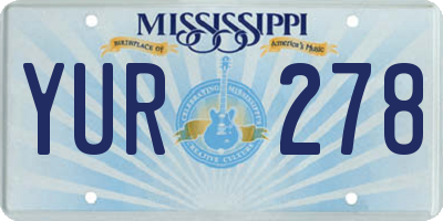 MS license plate YUR278