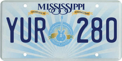 MS license plate YUR280