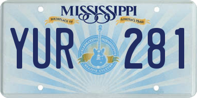 MS license plate YUR281