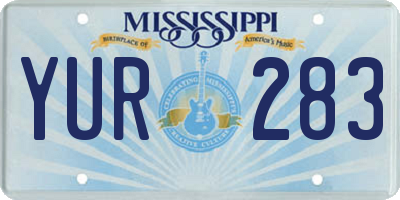 MS license plate YUR283