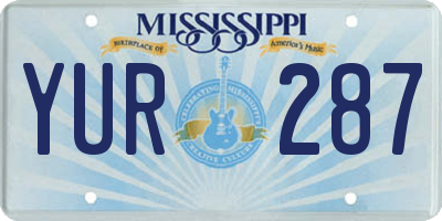MS license plate YUR287
