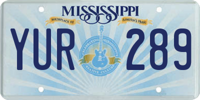 MS license plate YUR289