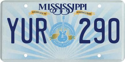 MS license plate YUR290