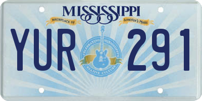 MS license plate YUR291