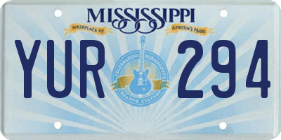MS license plate YUR294