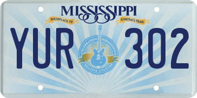 MS license plate YUR302