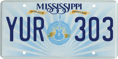 MS license plate YUR303