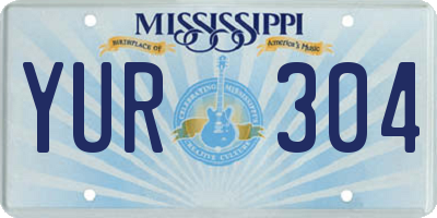 MS license plate YUR304