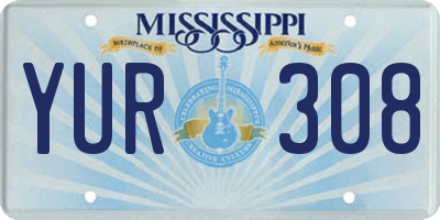 MS license plate YUR308