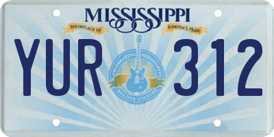 MS license plate YUR312