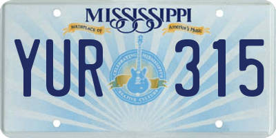 MS license plate YUR315