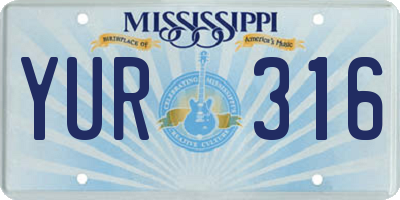 MS license plate YUR316