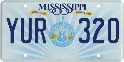 MS license plate YUR320