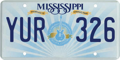 MS license plate YUR326