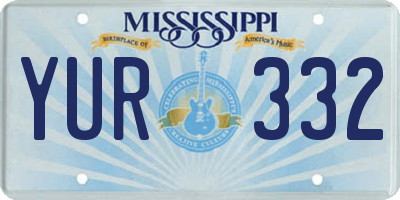 MS license plate YUR332