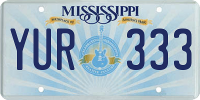 MS license plate YUR333