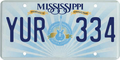MS license plate YUR334