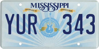 MS license plate YUR343