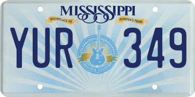 MS license plate YUR349