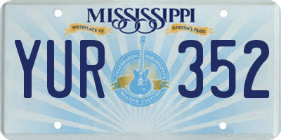 MS license plate YUR352