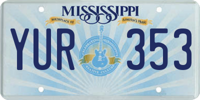 MS license plate YUR353
