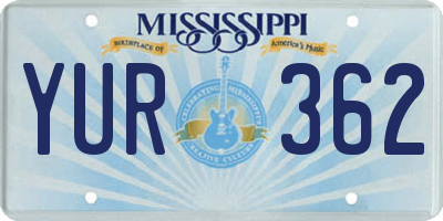 MS license plate YUR362