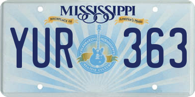 MS license plate YUR363