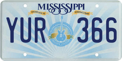 MS license plate YUR366