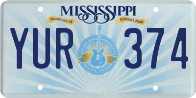 MS license plate YUR374