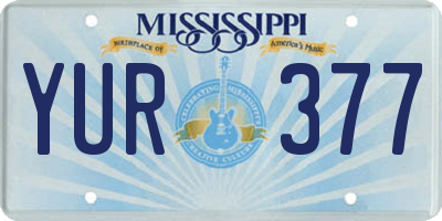 MS license plate YUR377