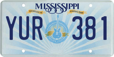 MS license plate YUR381