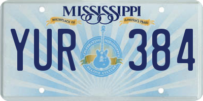MS license plate YUR384