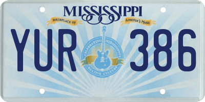 MS license plate YUR386