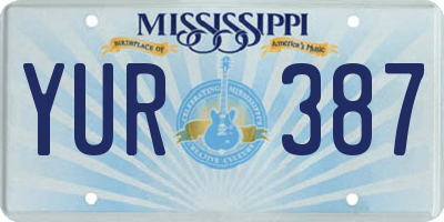 MS license plate YUR387