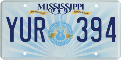 MS license plate YUR394