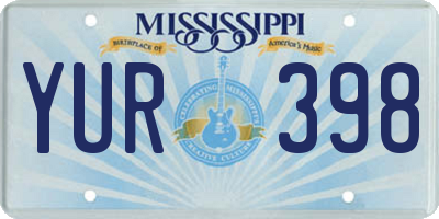 MS license plate YUR398