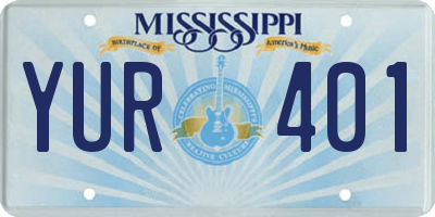 MS license plate YUR401
