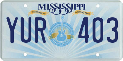 MS license plate YUR403