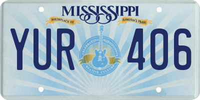 MS license plate YUR406