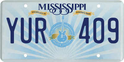 MS license plate YUR409