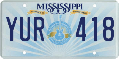 MS license plate YUR418