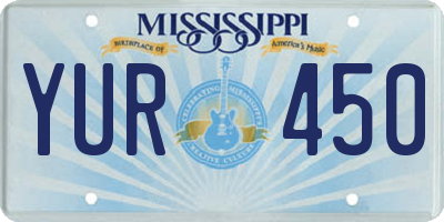 MS license plate YUR450