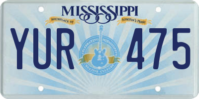 MS license plate YUR475