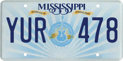 MS license plate YUR478