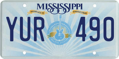 MS license plate YUR490