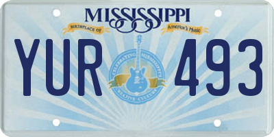 MS license plate YUR493