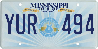 MS license plate YUR494