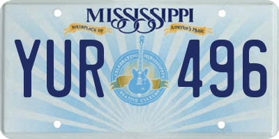 MS license plate YUR496