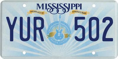 MS license plate YUR502