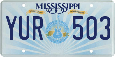 MS license plate YUR503